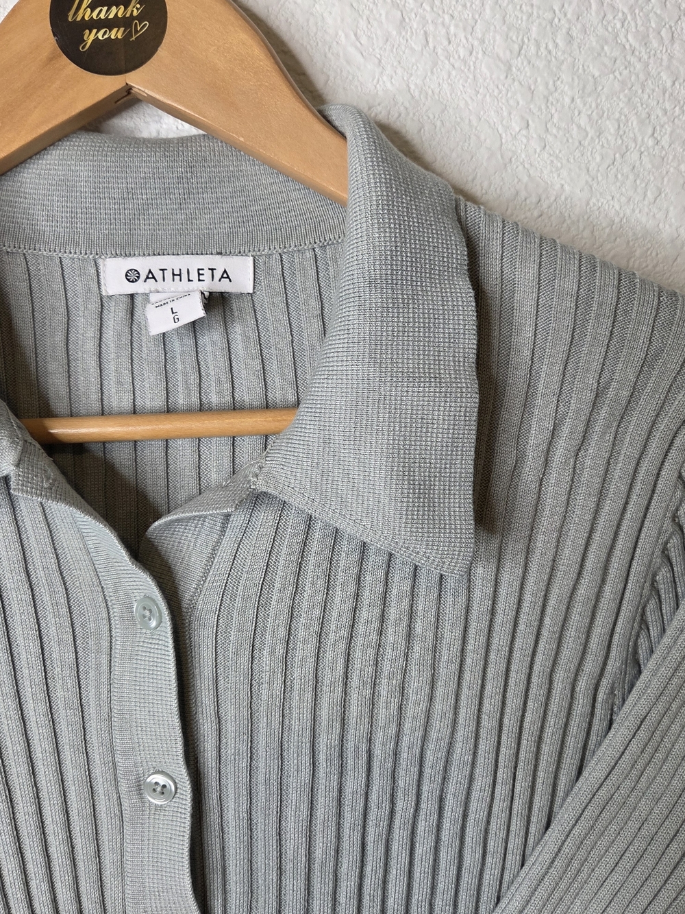 Athleta Ribbed Button-Down Cardigan in Sage Green Womens Size Large